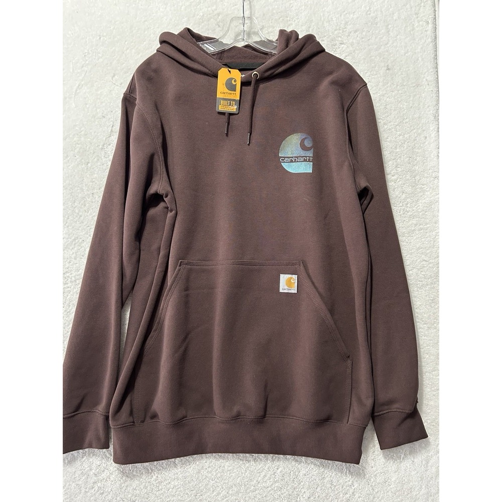 Carhartt Abstract Graphic Hoodie Loose Fit Midweight Men's M Work Wear Brown (D5